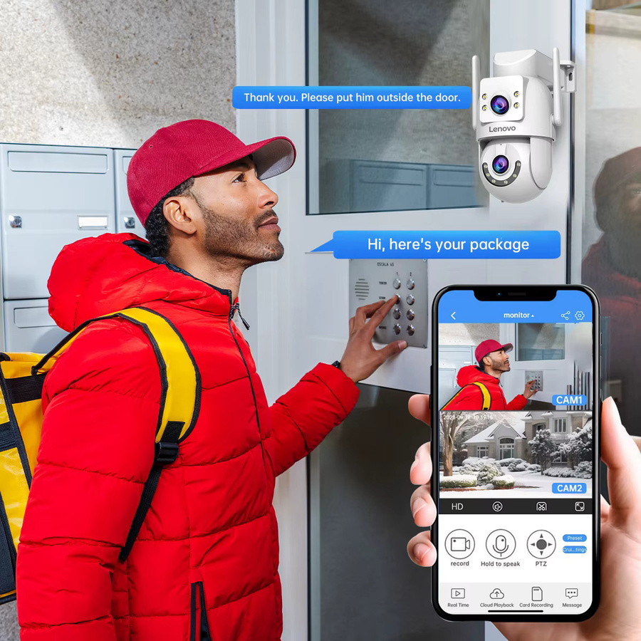Lenovo Outdoor-Überwachungskamera in Weiß mit 4K HD Auflösung, zwei Objektiven und PTZ-Farbnachtsicht für deine CCTV-Videoüberwachung - Bild 3