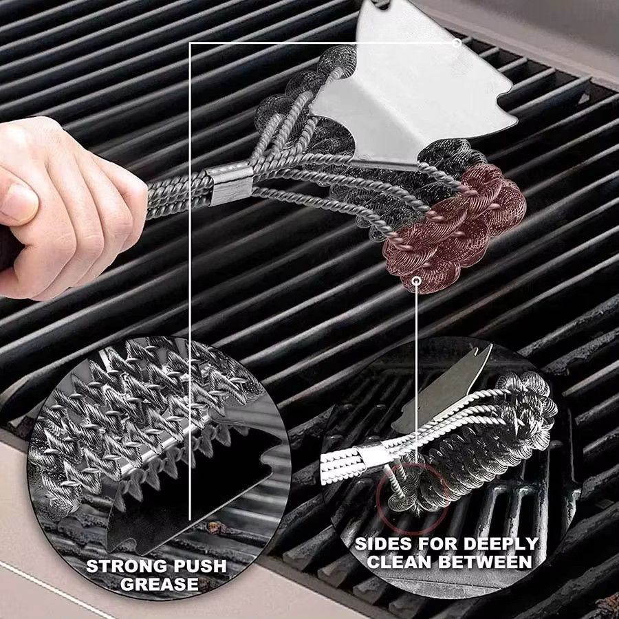 Jiahomily Grillpinsel mit Edelstahlborsten für Barbecue und Grillreinigung - Bild 4