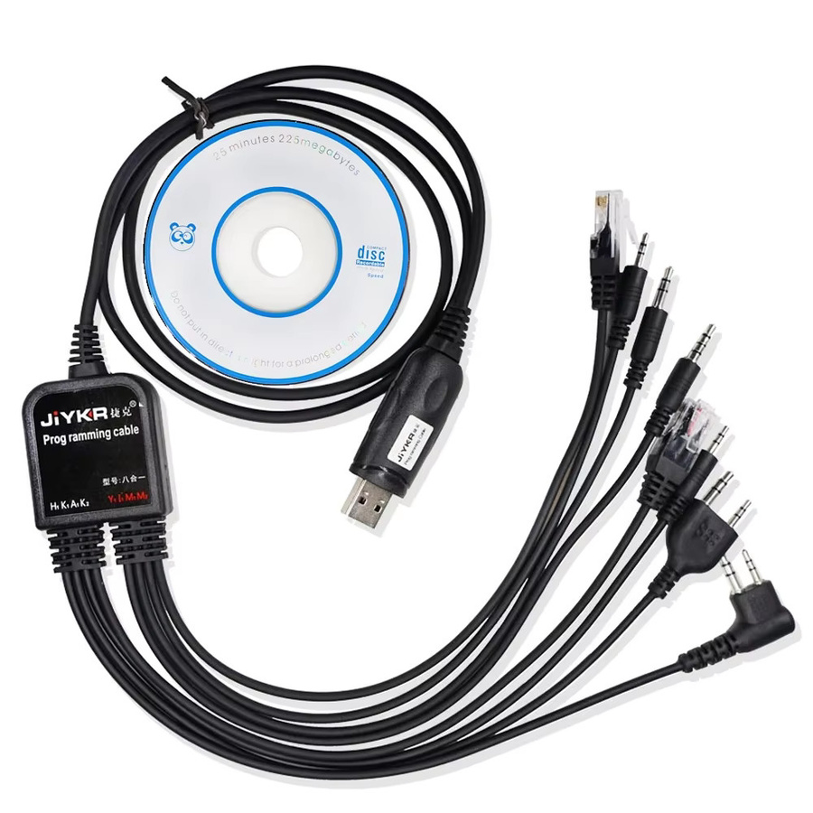 8 in 1 USB-Programmierkabel für Walkie Talkies und Funkgeräte von Baofeng, Kenwood, Motorola, Yaesu und Icom in Schwarz - Bild 2