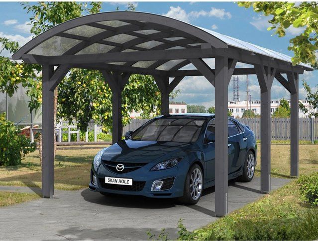 Skan Holz Bogendach-Carport Franken in Schiefergrau, B/T: 376 x 541 cm, Höhe: 293 cm - Bild 1