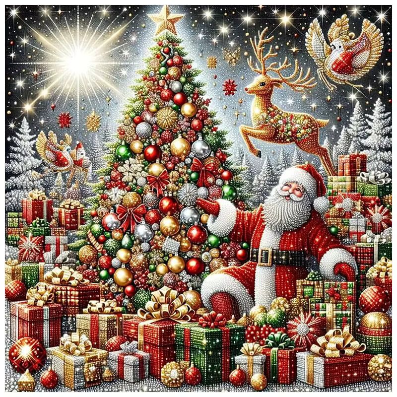 HUACAN Diamant-Gemälde Weihnachtsmann Landschaft mit runden Bohrern als Diamant-Mosaik zur Heimdekoration - Bild 5