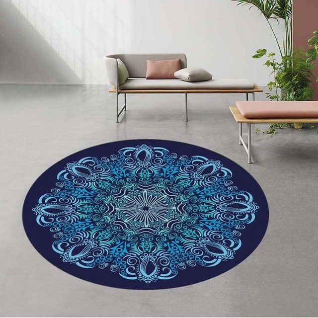Runde Yoga-Matte mit Mandala-Print von YangJOJO in Multicolor, Durchmesser: 120 cm - Bild 1