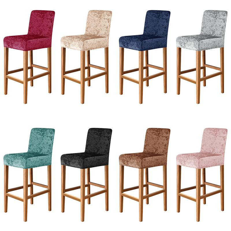 Barhocker Stuhlbezug aus Samt und Spandex mit kurzem Rücken für Esszimmer und Café, Weiß - Bild 2