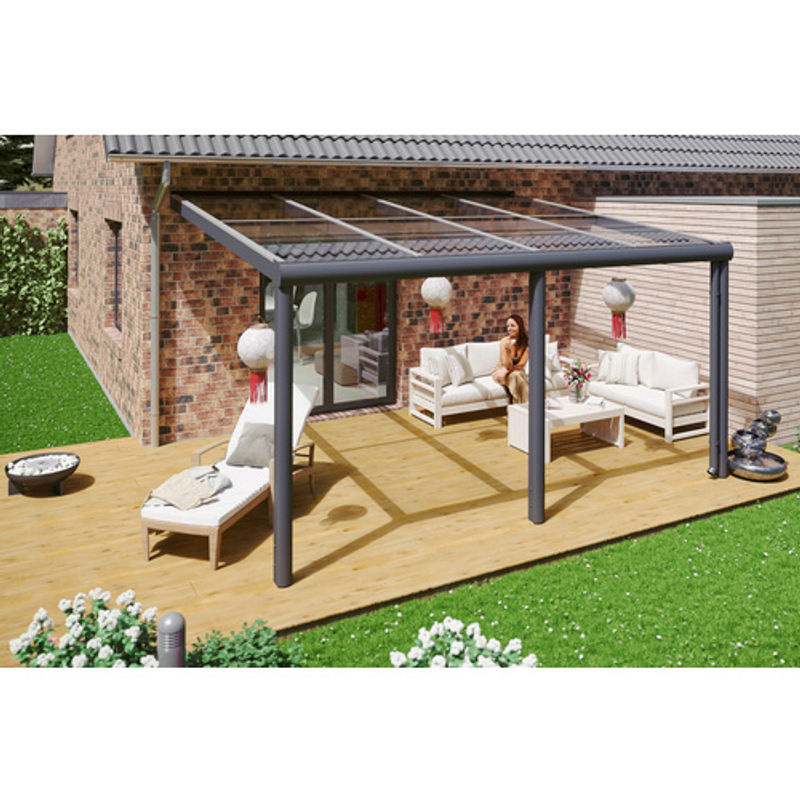 Skan Holz Terrassenüberdachung Monza aus Aluminium in Anthrazit mit Verbund-Sicherheits-Glas, B/T/H: 434 x 357 cm - Bild 2