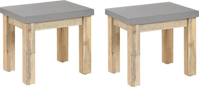 Beliani Gartenstuhl aus Akazienholz in Grau und hellem Holzton im Industrial-Design, B/T/H: 40 x 50 x 45 cm - Bild 1