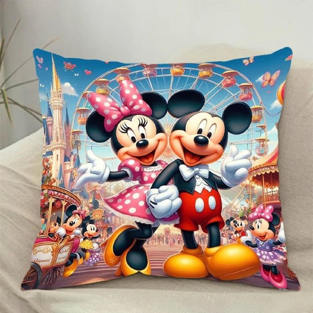Disney Kissenbezug Mickey und Minnie Maus in Schwarz, B/B: 30 x 30 cm - Bild 1