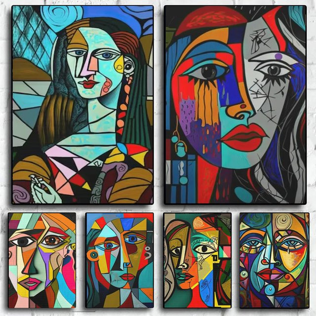 NUOYING Diamantmalerei-Set im abstrakten Picasso-Stil mit Motiv Charakterkopf, 5D DIY Mosaik-Kunst zum Selbermachen, Mehrfarbig - Bild 1