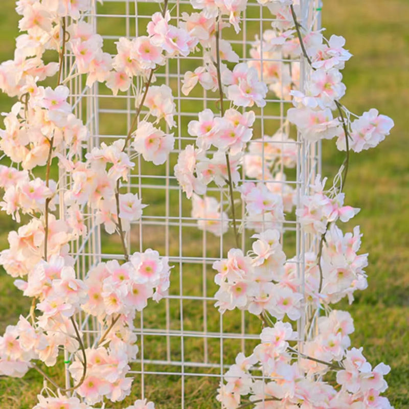 TTCY Künstliche Kirschblüten Sakura mit Rattan und Seide Efeu als Wandbehang in Pink für Hochzeitsdekoration und DIY-Arrangements - Bild 4