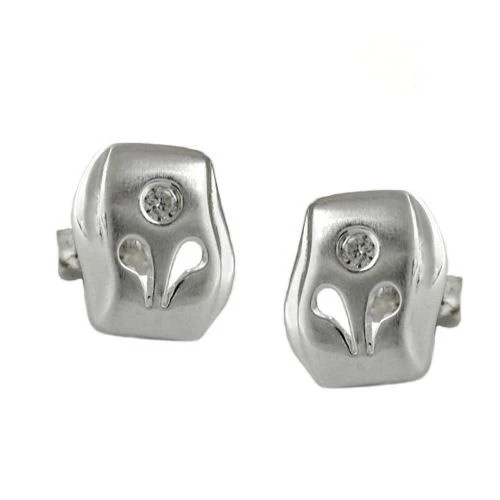 Colfem Ohrstecker 925 Silber, Zirkonia, matt, Unisex - Bild 1
