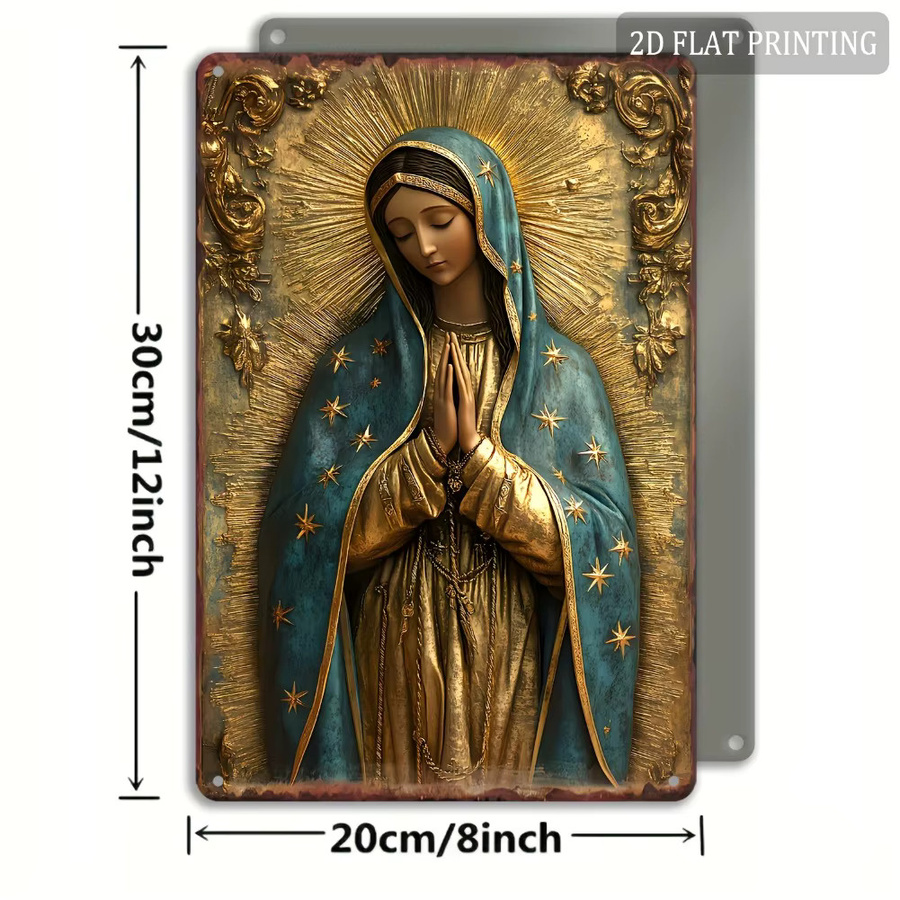 Vintage Aluminium Wandkunst Guadalupe Jungfrau Maria Retro-Spanisch-Plakette im böhmischen Stil von Hello Young, Multicolor, Breite: 20,3 cm, Höhe: 30,5 cm - Bild 3