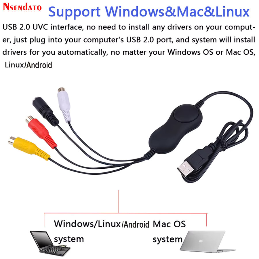 Ezcap 158 USB 2.0 Video-Audio-Aufnahmegerät in Schwarz für analoge Videoaufzeichnung zu Digital via USB UVC Capture für Windows, Mac und Android - Bild 2
