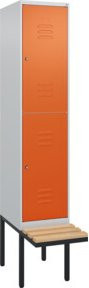 C+P Doppelstock-Spind Classic PLUS Sitzbank mit 1 Abteil, Buche-Hartholz und Zylinderschloss, B/T/H: 212,0 x 40,0 x 81,5 cm - Bild 1