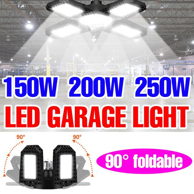 Verformbare LED-Garagen-Glühbirne mit E27-Sockel, 250 W, Schwarz, CCT-Farbtemperatur-Einstellung für Garage, Lager und Keller - Bild 1