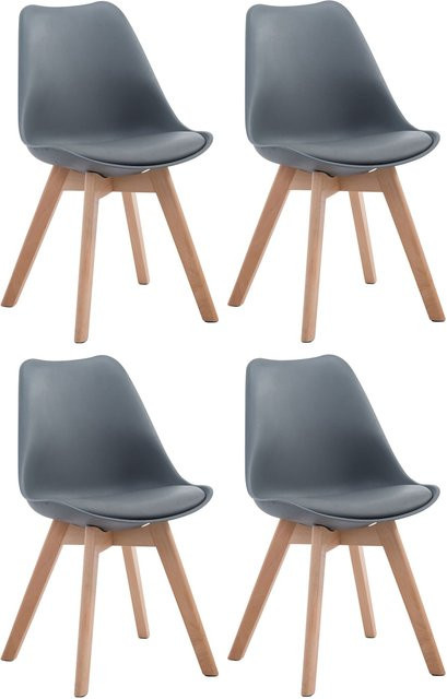 CLP 4er Set Retrostühle Borneo mit Kunstlederbezug und Holzgestell - Bild 1