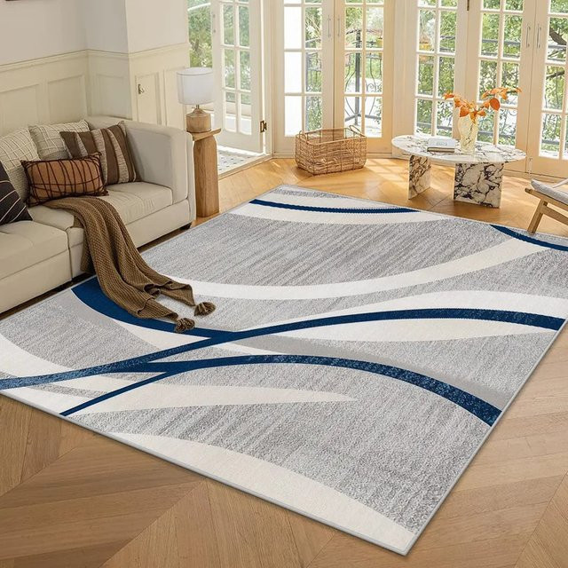 VIKAMA Teppich im minimalistischen europäischen Stil, rechteckig, schmutzabweisend und rutschfest, mehrfarbig - Bild 1