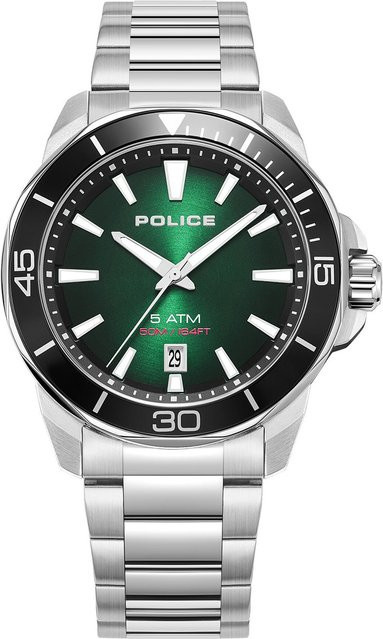 Police Herrenuhr Thornton, Quarz, Edelstahl, Grün, 43 mm, 5 ATM - Bild 1