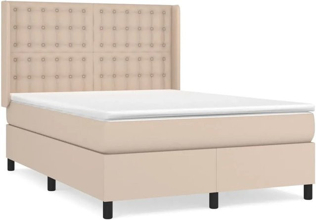 vidaXL Boxspringbett Hybrid mit Taschenfederkern in Cappuccino-Braun, B/T/H: 140 x 190 x 147 cm - Bild 1