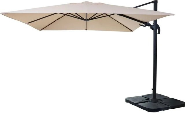 Gastronomie-Ampelschirm MCW-A96 in Beige mit Ständer, schwenkbar und drehbar, Material: Polyester, Alu und Stahl - Bild 2