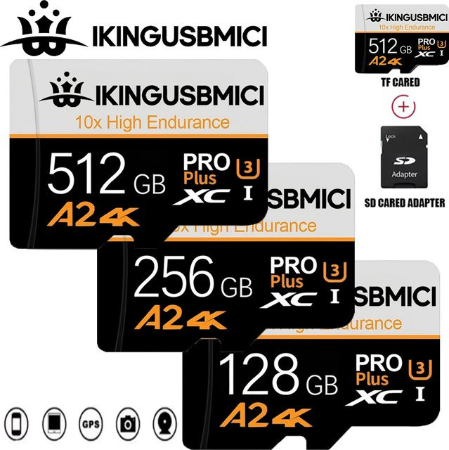 Hochleistungsfähige Micro-SD-Speicherkarte V30 für GoPro und Überwachungskameras, Farbe: Schwarz - Bild 1