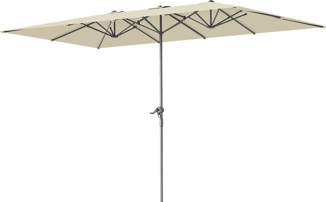 Outsunny Doppelsonnenschirm mit Kurbel in Cremeweiß aus Aluminium mit UV-Schutz 50+ B/H/L: 451 x 264 x 264 cm - Bild 1