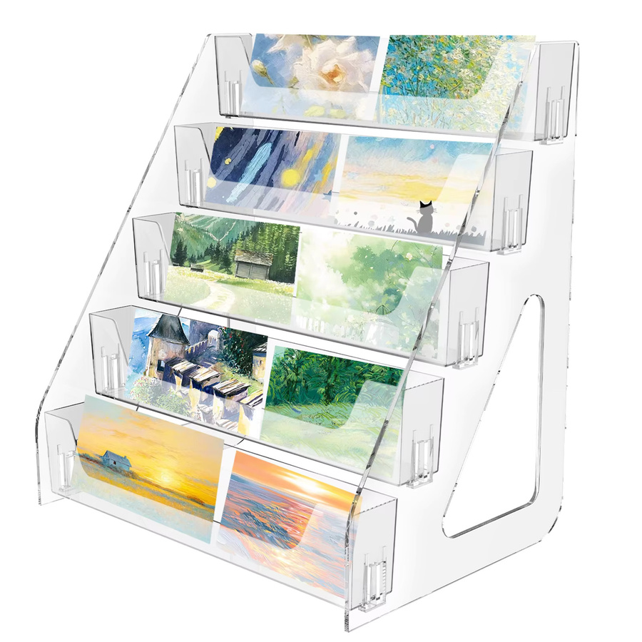 Willstar 5-stufiger Grußkartenständer aus transparentem Acryl für Karten, Broschüren und Zeitschriften - Bild 5