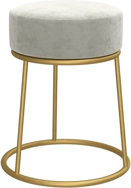 vidaXL Runder Hocker in Hellgrau aus Samt mit goldenem Metallgestell, Durchmesser: 30 cm, Höhe: 38 cm - Bild 1