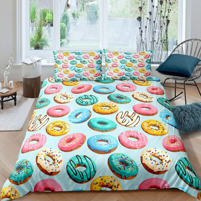 Bettwäscheset Donut Dessert mit Bettbezug und Kissenbezug, Mehrfarbig, B/H: 135 x 200 cm - Bild 1