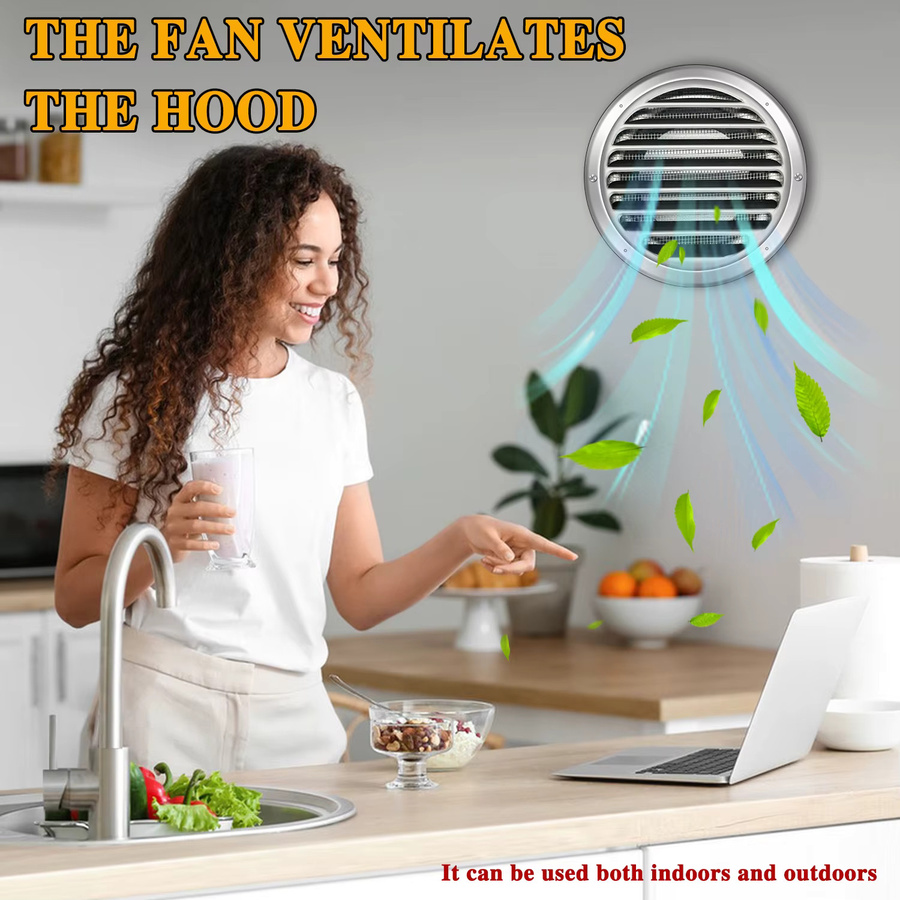 Aygrochy Lüftungsgitter aus Edelstahl 304 in Silber, Rundes Wand-Tellerventil für Abluft und Entlüftung, Durchmesser: 100 mm - Bild 3