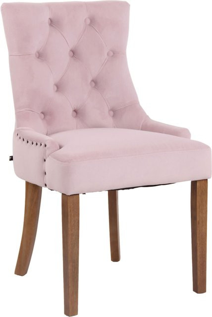 TPFLiving Esszimmerstuhl Aboli aus Samt in Pink mit Holzgestell - Bild 1