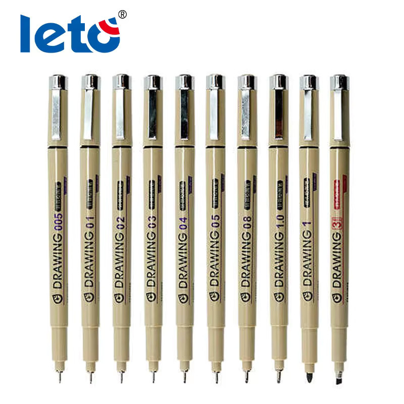 Leto Manga Outlining Pen Pigment Liner mit Soft Brush Spitze, wasserfest und schnelltrocknend, beige - Bild 4