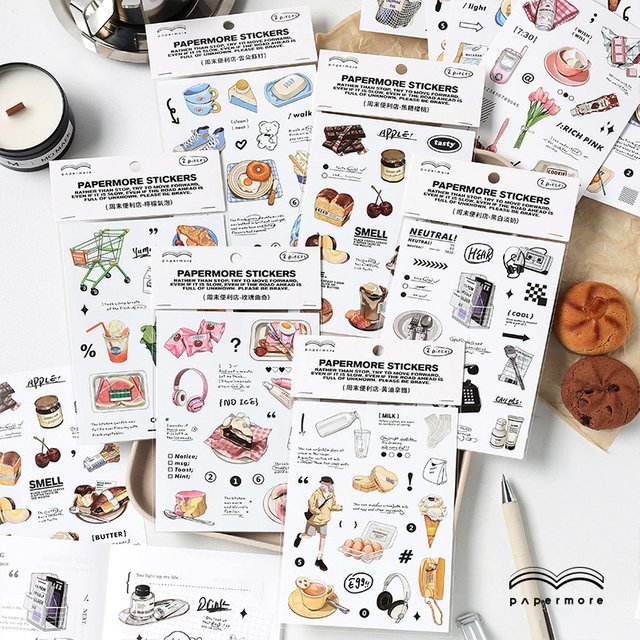 2er-Paket Kawaii Cartoon Flache Aufkleber für DIY Tagebuch, Scrapbooking und Junk Journal in Multicolour - Bild 1