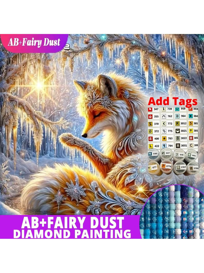 Potdemiel DIY Diamantmalerei Fuchs Bastelset mit 5D Mosaik Wanddekoration in Mehrfarbig - Bild 5