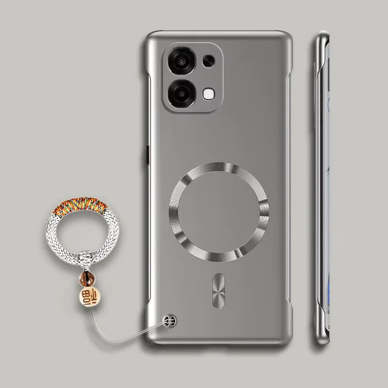 Lucky Ring Fundas Magnetische Handyhülle für OPPO A6 A6S A6T Pro A6K A6 Global, Rahmenlose matte PC-Abdeckung, Stoßfest, Schwarz/Silber - Bild 4