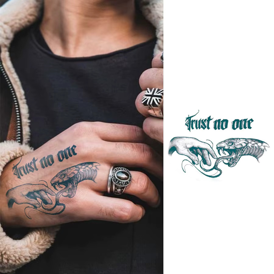 JKCODE TATTOO Temporäre Hals- und Hand-Tattoo-Aufkleber, Viper und I - Bild 3