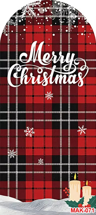VIKAMA Weihnachts-Bogenhintergrund mit Schneeflocken im rot-schwarzen Tartan-Design für deine Party und Fotografie - Bild 3