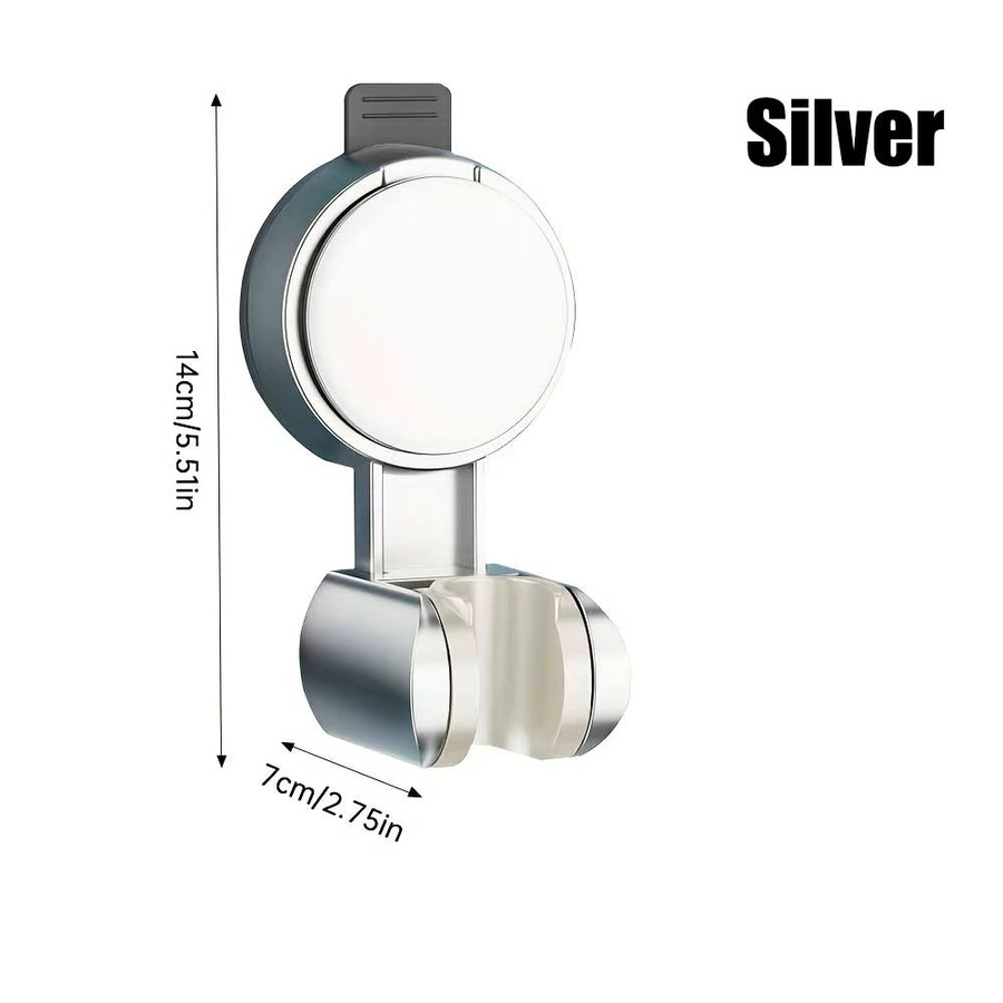 VILOYI Universal Duschkopf Halter aus ABS mit starkem Klebstoff und Saugnapf, Farbe: Silber - Bild 5