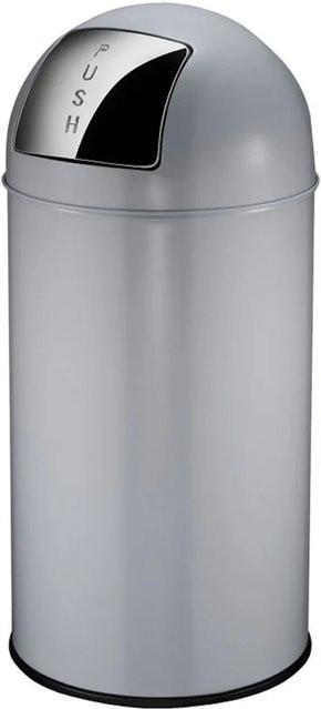 PROREGAL Abfallbehälter aus Metall mit Pushdeckel und Inneneimer, Grau, H x B x T: 74 x 34 x 34 cm - Bild 1
