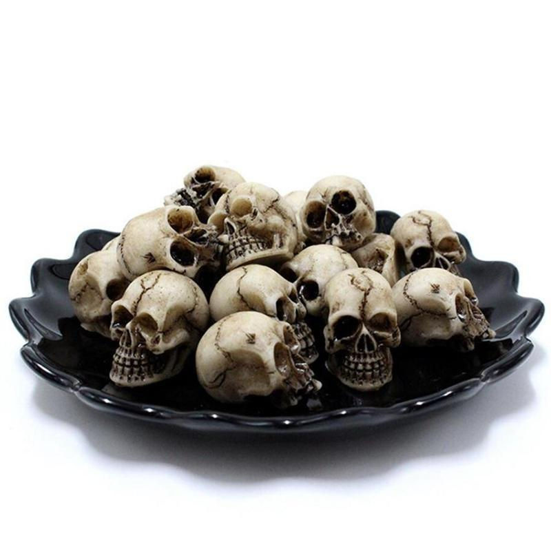 Chenxiaogang Mini-Schädel aus Kunstharz in Beige als Halloween-Dekoration für Haus und Garten - Bild 10