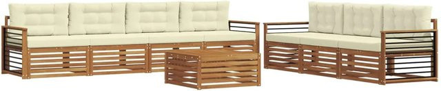 vidaXL Outdoor-Sofagarnitur 8-teilig aus Akazienholz mit Kissen in Natur und Creme - Bild 1
