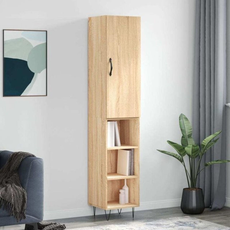 Highboard Vidaxl Sonoma-Eiche in Eiche Natur Braun mit Drehtüren, B/T/H: 34,5 x 34 x 180 cm - Bild 1