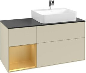 V&B Finion Waschtischunterschrank mit Abdeckplatte und Regalelement links, Farbe Blau Matt Lacquer, B/T/H: 120 x 50,1 x 50,1 cm - Bild 1