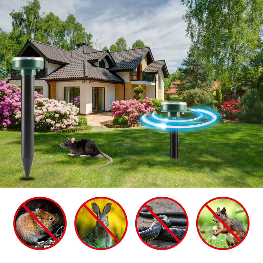 Solarbetriebener Ultraschall-Vibrationsvertreiber von APWIKOGER zur Maulwurfs- und Schlangenabwehr für Garten, Hof und Farm mit 600mAh Akku - Bild 3