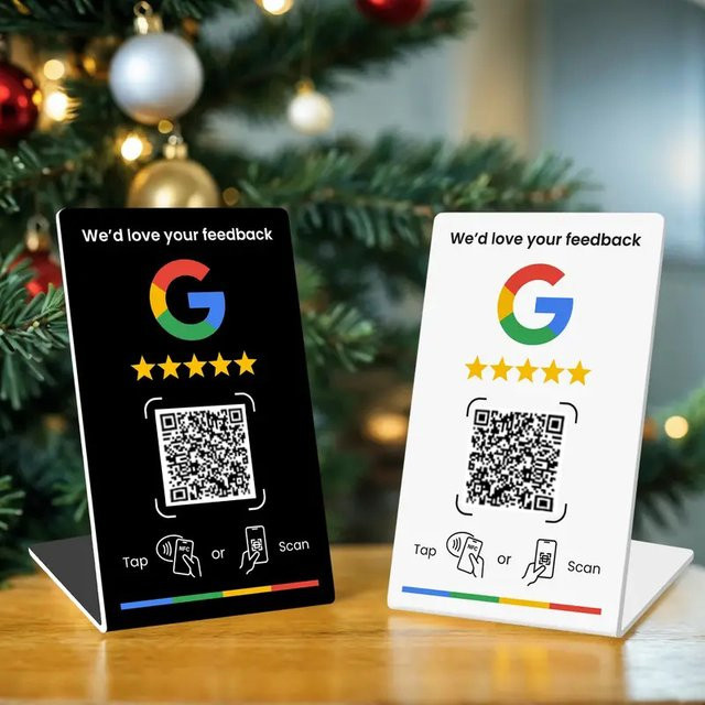 HACHANLUN NFC215 Programmierbare Google Review Card mit QR-Code, NFC-Stationstisch für 13,56 MHz, Schwarz - Bild 1
