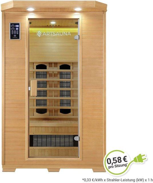 Artsauna Infrarotkabine Oslo aus Hemlockholz mit Keramikstrahlern in Braun - Bild 1