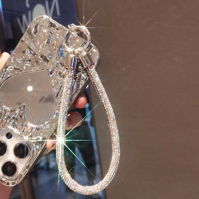 Luxus Kristall Diamant Telefon Lanyard mit Metall Clip als Handgelenk Kette in Silber und Multicolour - Bild 1