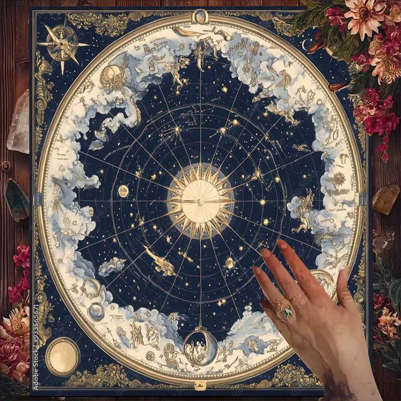 VIKAMA Kosmische Sternenkarte Tarot-Tapete in Blau mit abstraktem Design für Meditation und Heimdekoration - Bild 1