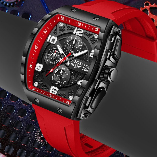 LIGE Armbanduhr Quarz, Silikonarmband, Schwarz, Herren - Bild 1
