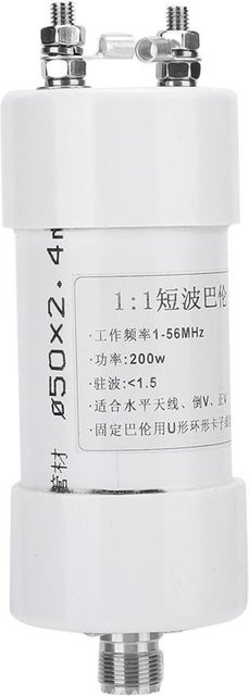 Barron 1:1 Mini-Balun für horizontale Inverted-V-Antennen, 200 W, 156 MHz, Weiß - Bild 1