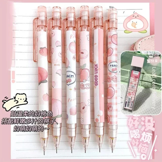 Kawaii Druckbleistift-Set mit 2B Nachfüllungen in Pink für Schule und Büro - Bild 1