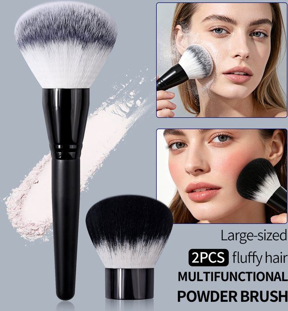 KOSSHOW Puderpinsel-Set, 2-teilig, Schwarz, Ombre-Haare - Bild 1